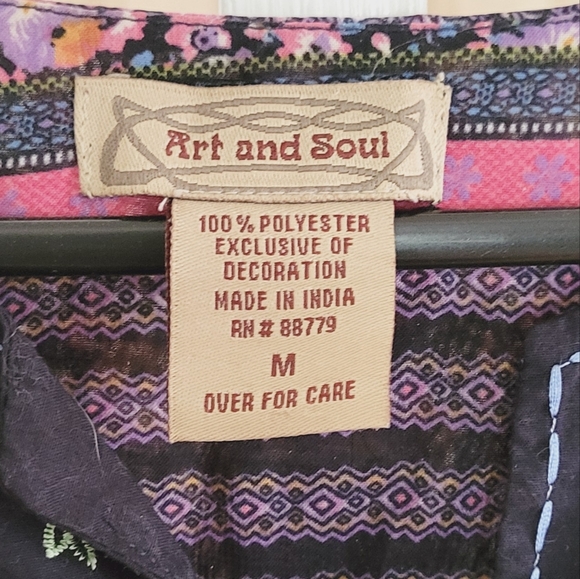 NEW ART AND SOUL Boho Bohemian Top Tunic Size Medium - Picture 4 of 4